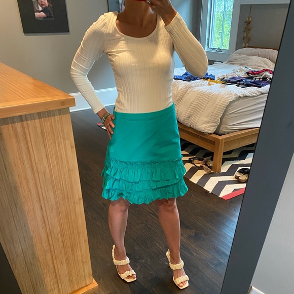 J Crew Turquoise Mini Skirt in Cotton Poplin 0 - Picture 5 of 13
